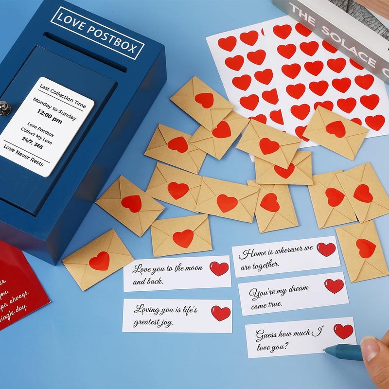 JULEASEL Store Romantic Love Postbox with 50 Mini Love Notes and Envelopes, Valentines Day Gifts for Him, Cute Valentines Gift for Husband Boyfriend, Vday LoveLetter, Long Distance Relationship Gifts - Image 4
